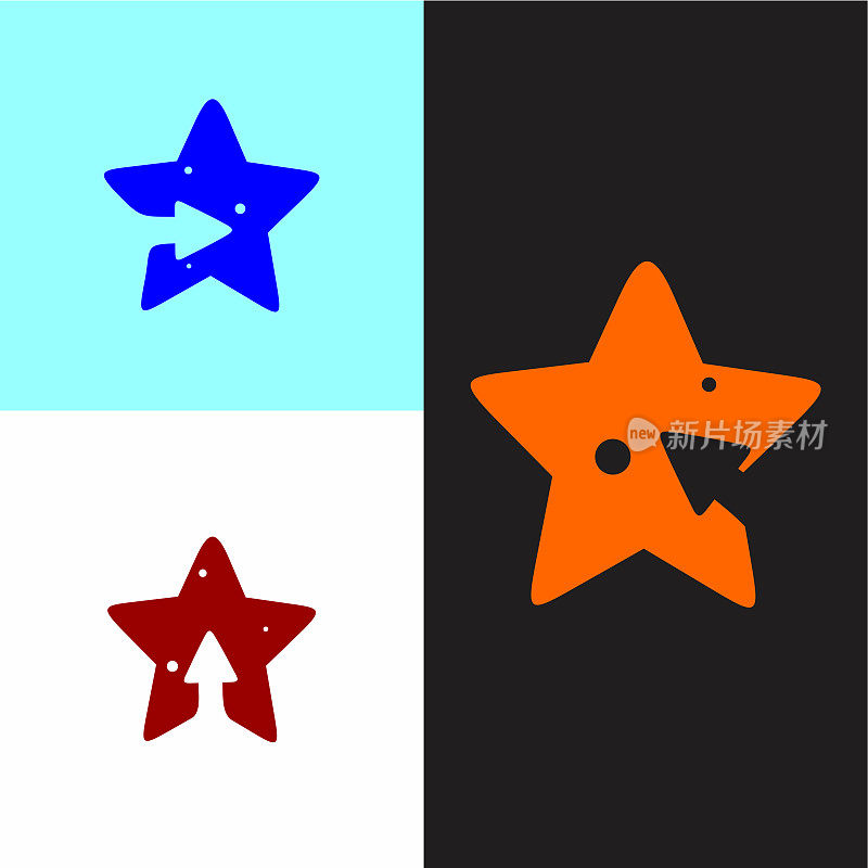 Star creative symbols and logo design ideas and different abstract shapes.